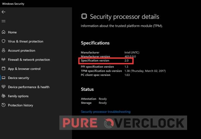 Check TPM 2.0 version in windows PC