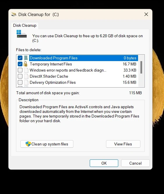 disk clean up for c
