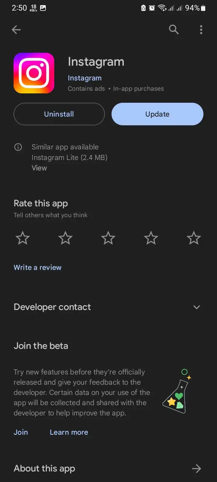 instagram app update on playstore to fix instagram log in problem