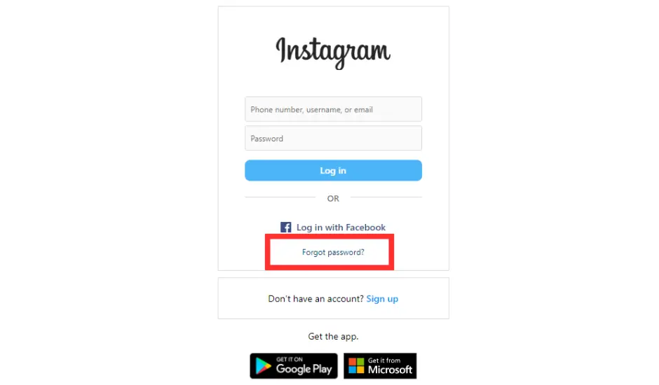 reset password instagram to fix log in problem