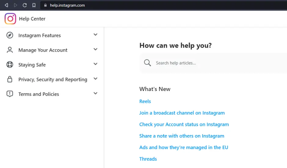 instagram help support