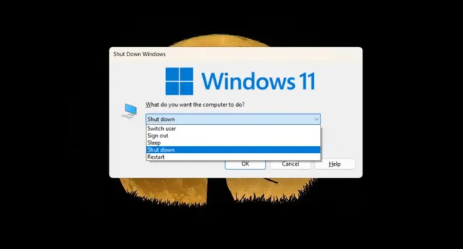 alt + F4 to shut down windows 11