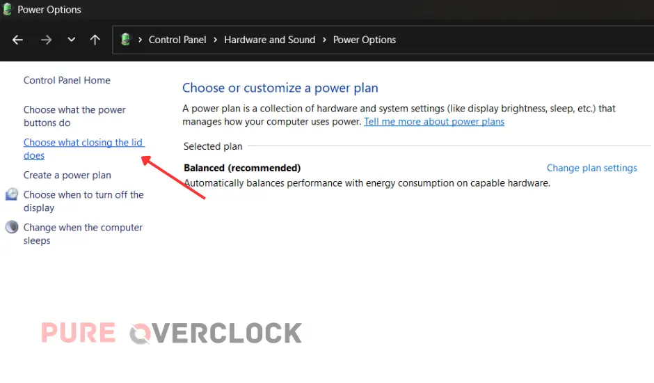 choose what closing the lid does